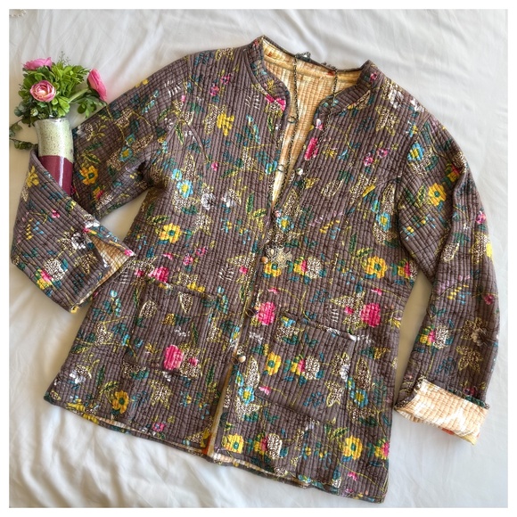 Quilted Kantha Jacket - Picture 1 of 8